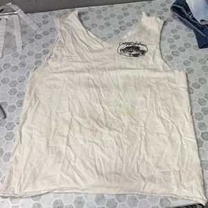 Cut Crappiehole V Neck Tank Top Raw Hem